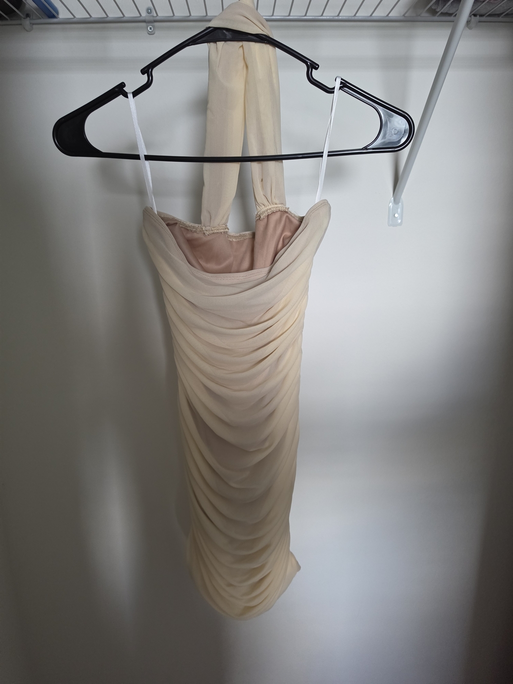 Cream Strapless Ruched Mini Dress - Picture 2 of 3